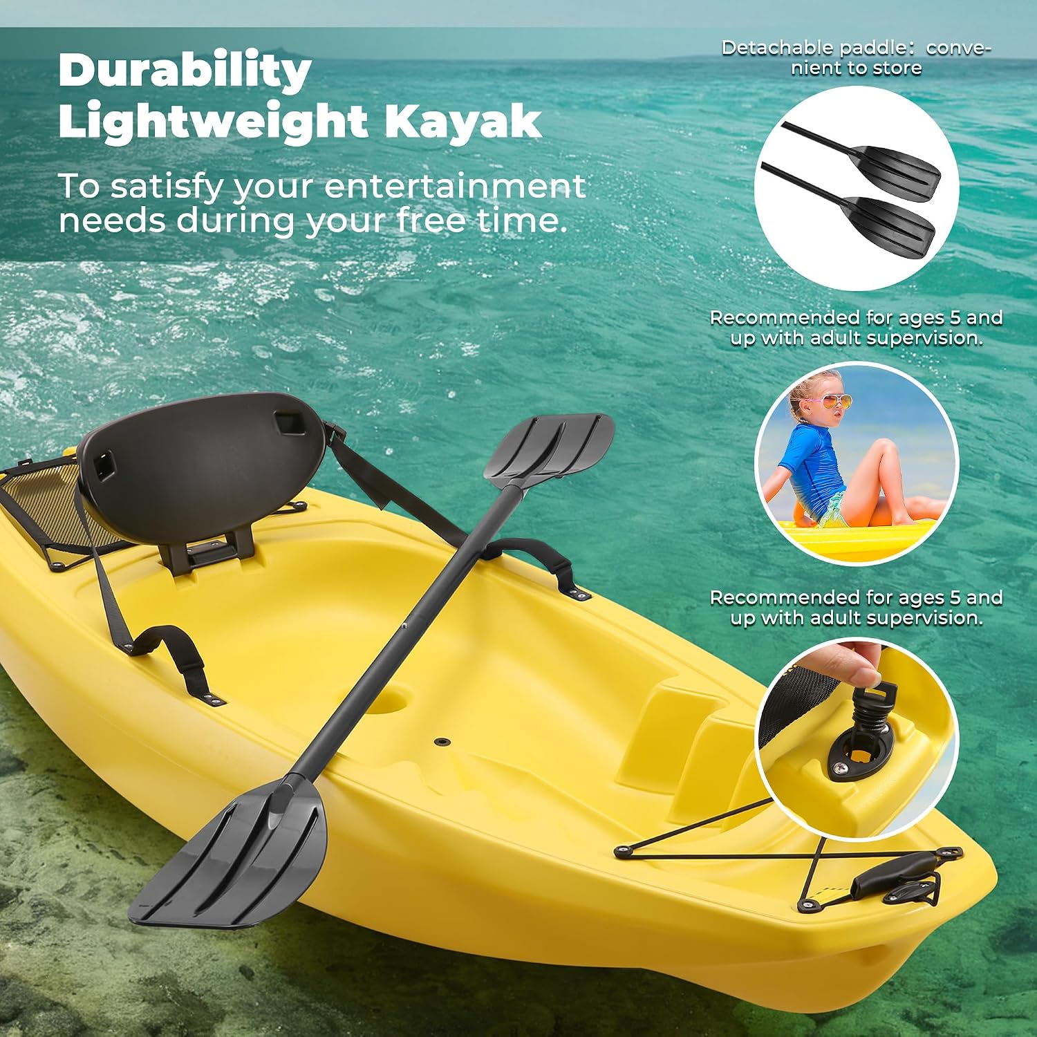 Kayak with Paddle 6.5 FT Recre - đánh giá và giá Fishing Kayak Paddle